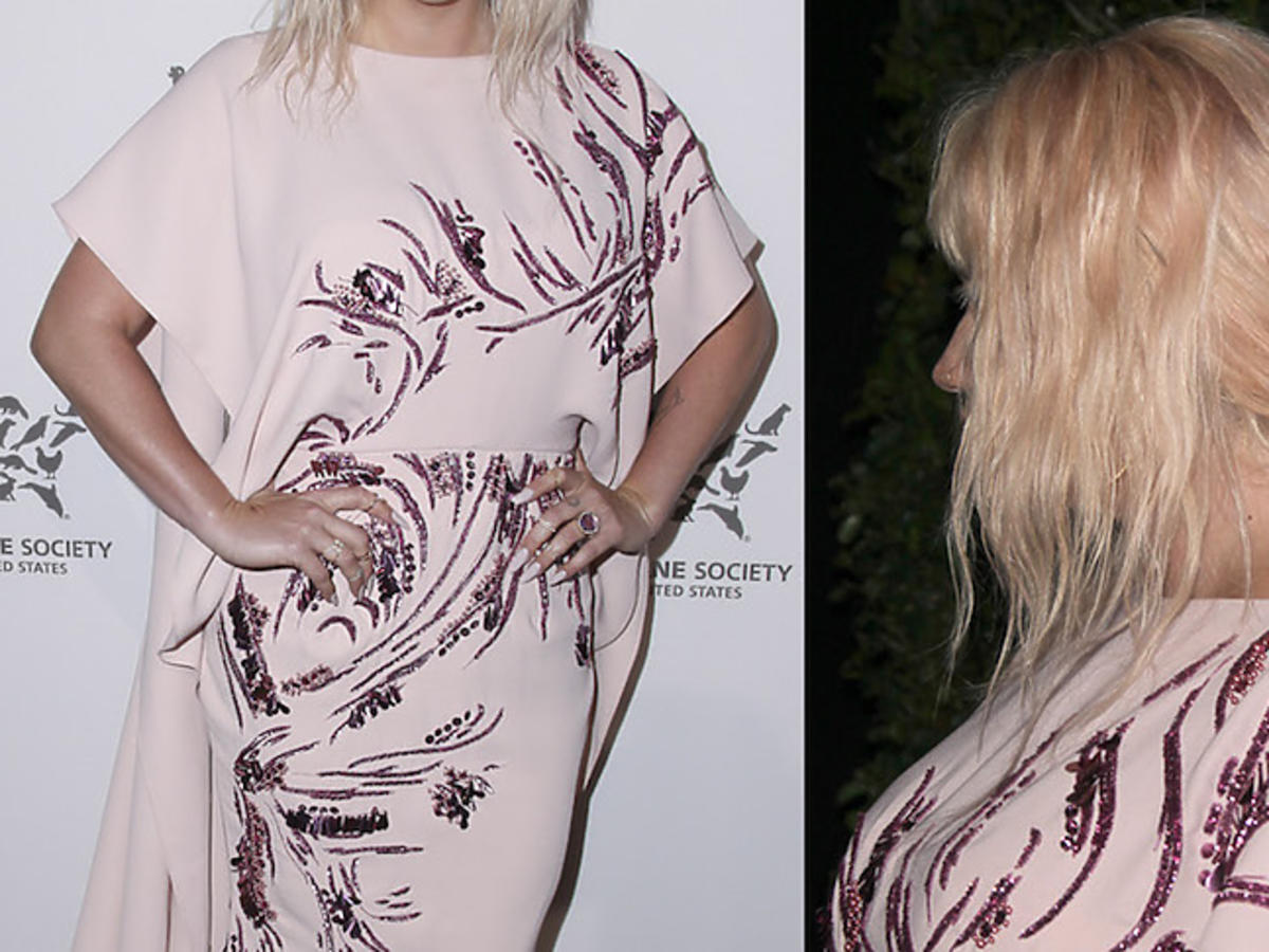 Kesha w długiej, bladoróżowej sukni na charytatywnej gali