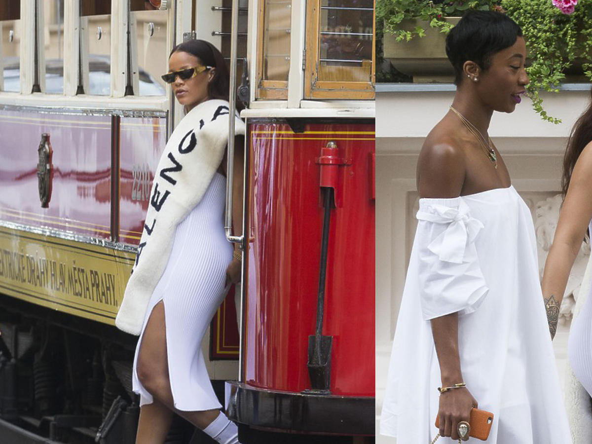 Rihanna spaceruje i jedzie tramwajem po Pradze