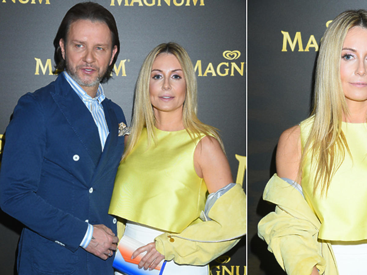 Małgorzata Rozenek i Radek Majdan na imprezie Magnum pozują do zdjęć