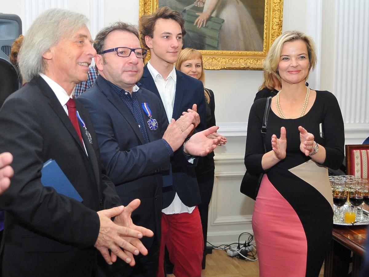 Zbigniew Zamachowski, Monika Zamachowska, Antoni Zamachowski na uroczystości w Ministerstwie Kultury