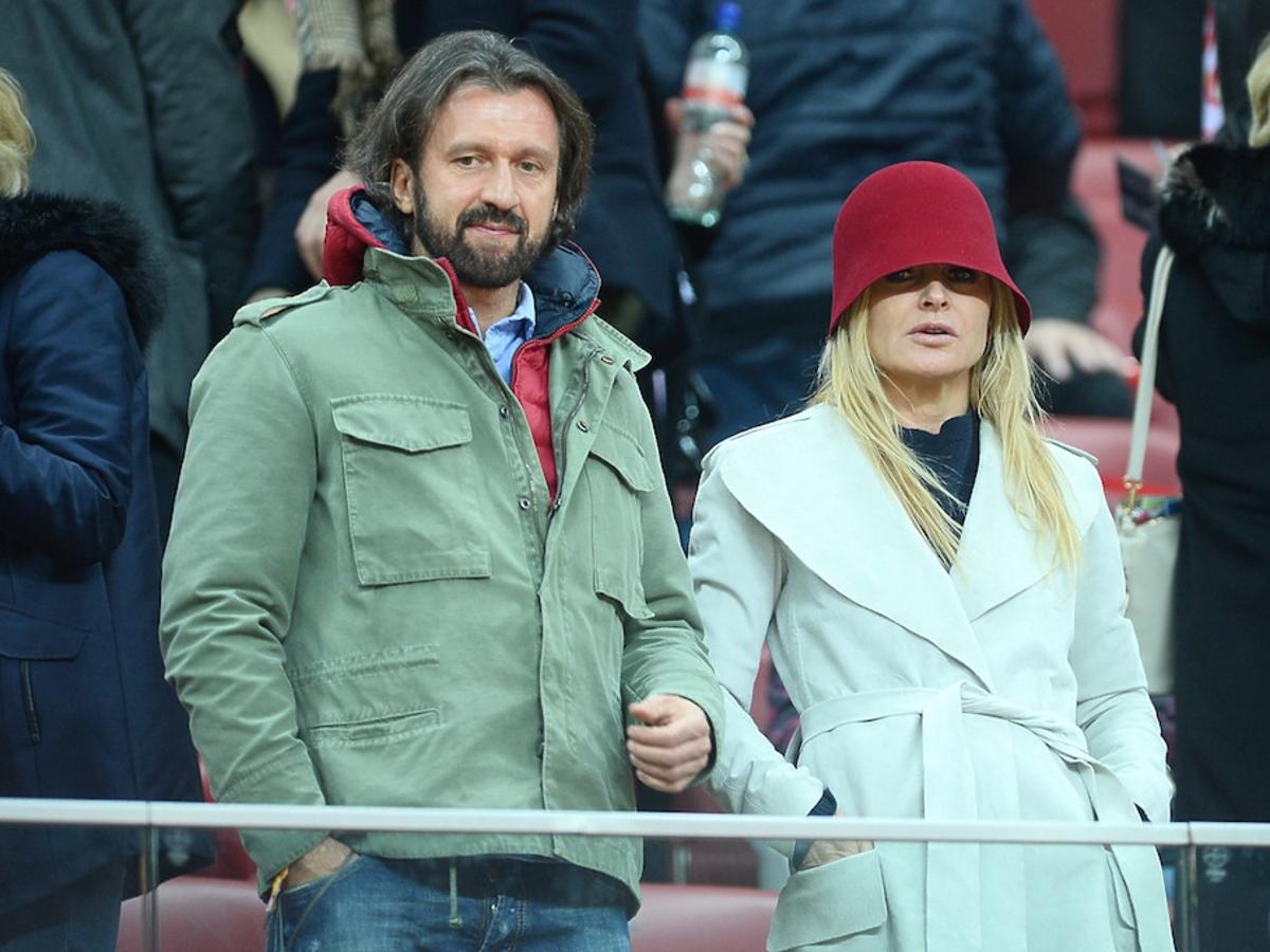 Monika Olejnik i Tomasz Ziółkowski na meczu Polska-Irlandia