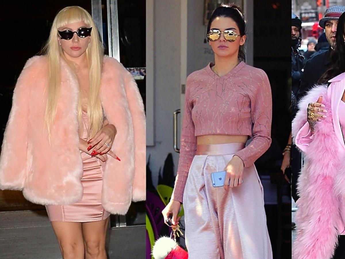 Lady Gaga, Kendall Jenner, Rihanna w różowym total looku