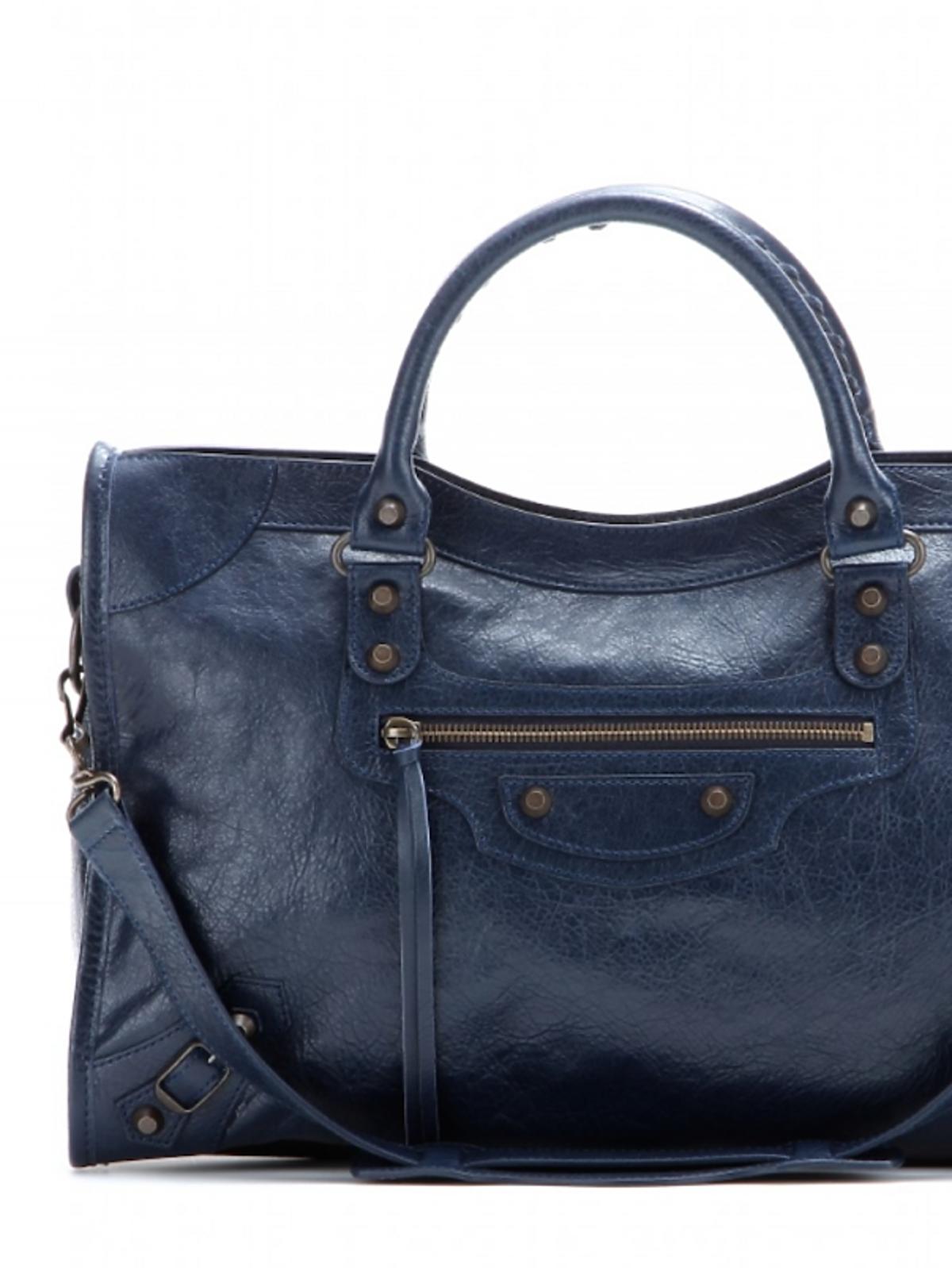 niebieska skórzana torba marki Balenciaga