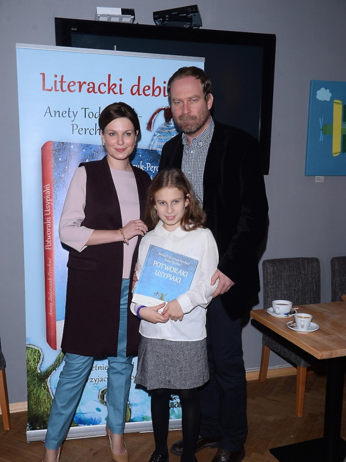Marcin Perchuć i córka Zosia na premierze książki Anety Todorczuk Perchuć