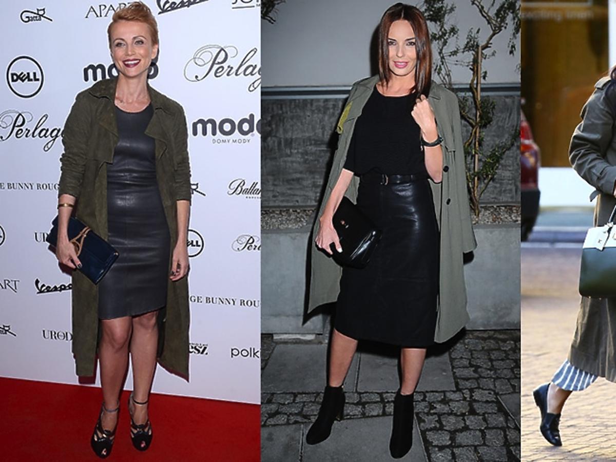 Katarzyna Zielińska, Agnieszka Włodarczyk, Selena Gomez w płaszczach w kolorze khaki