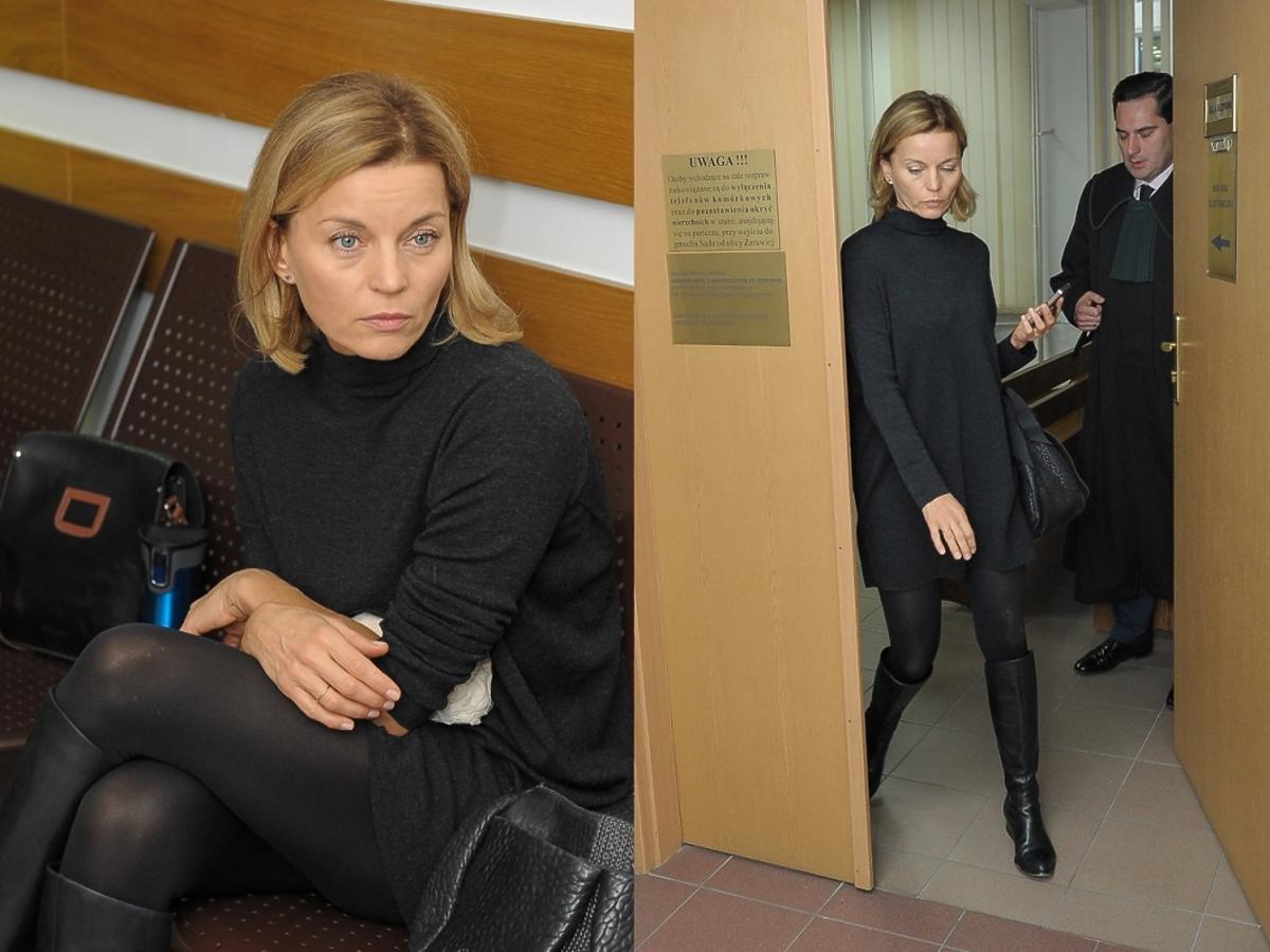 Małgorzata Foremniak w szarej sukience