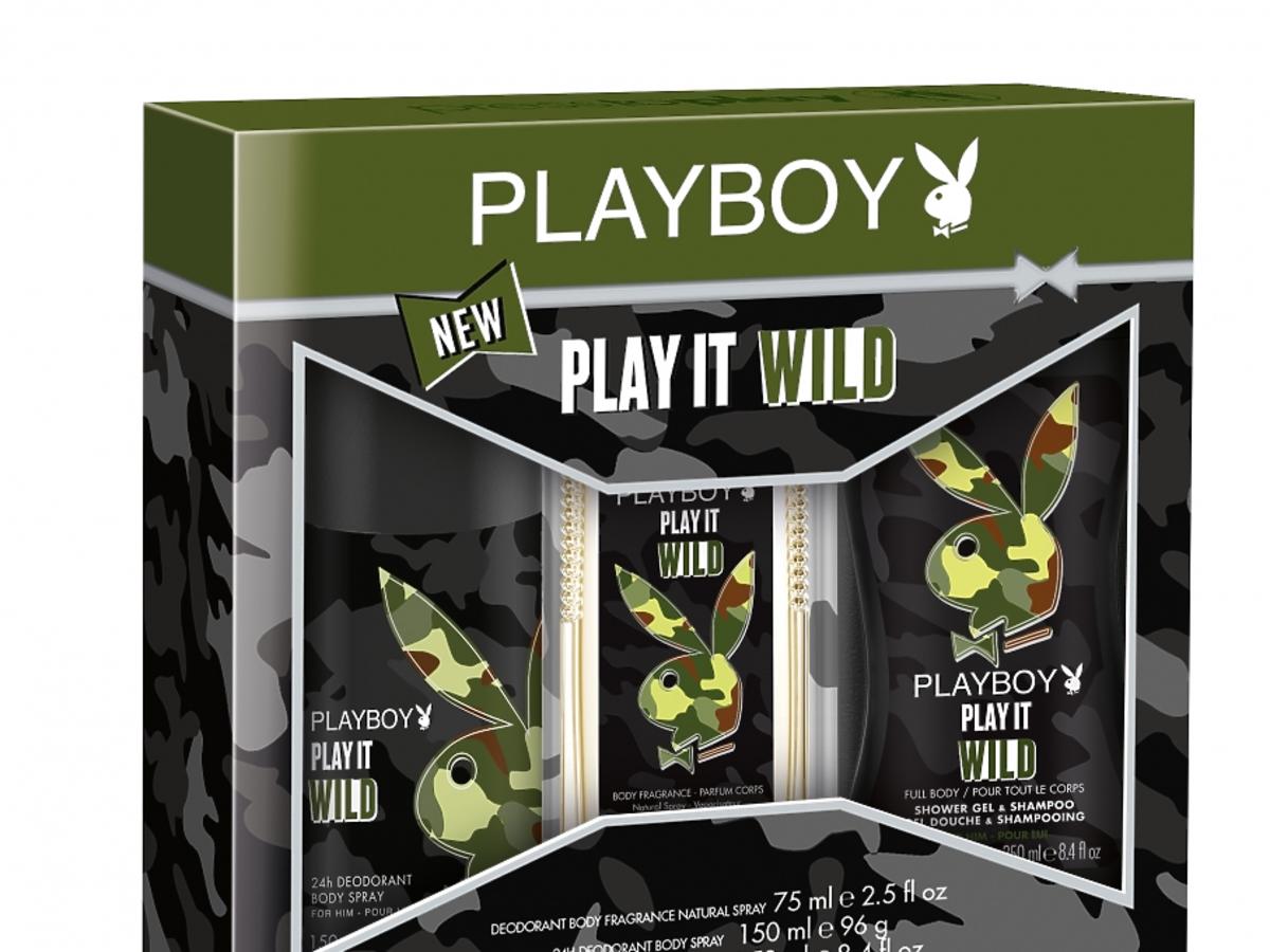 Zestaw świąteczny Playboy Male Play It Wild, dezodorant, woda toaletowa i żel pod prysznic, 38 zł 