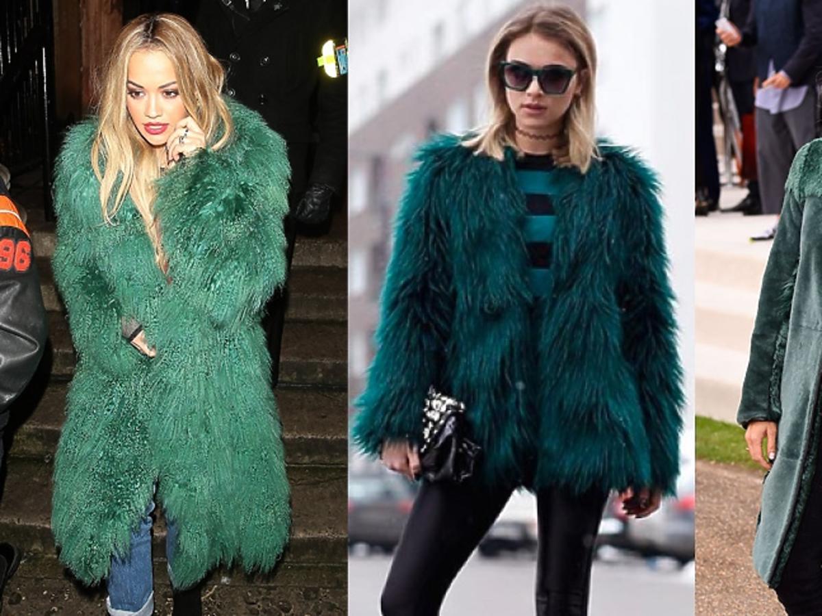 Rita Ora, Sienna Miller, Maffashion w zielonych futerkach