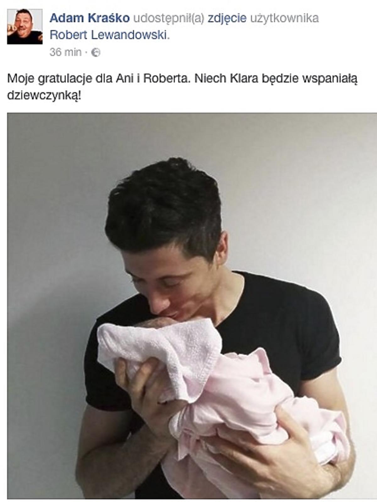 Adam Krasko gratuluje córki Lewandowskim