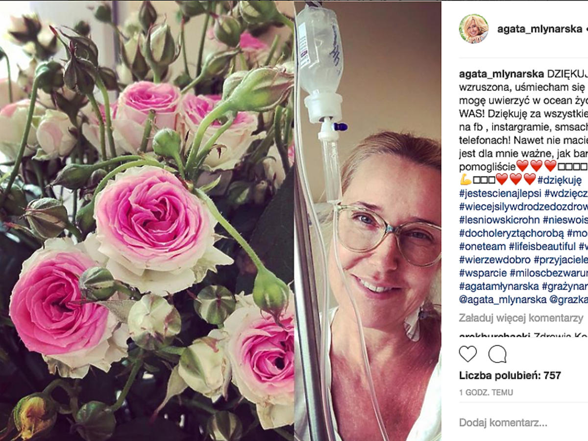 Agata Młynarska dziękuje za wsparcie ze szpitala