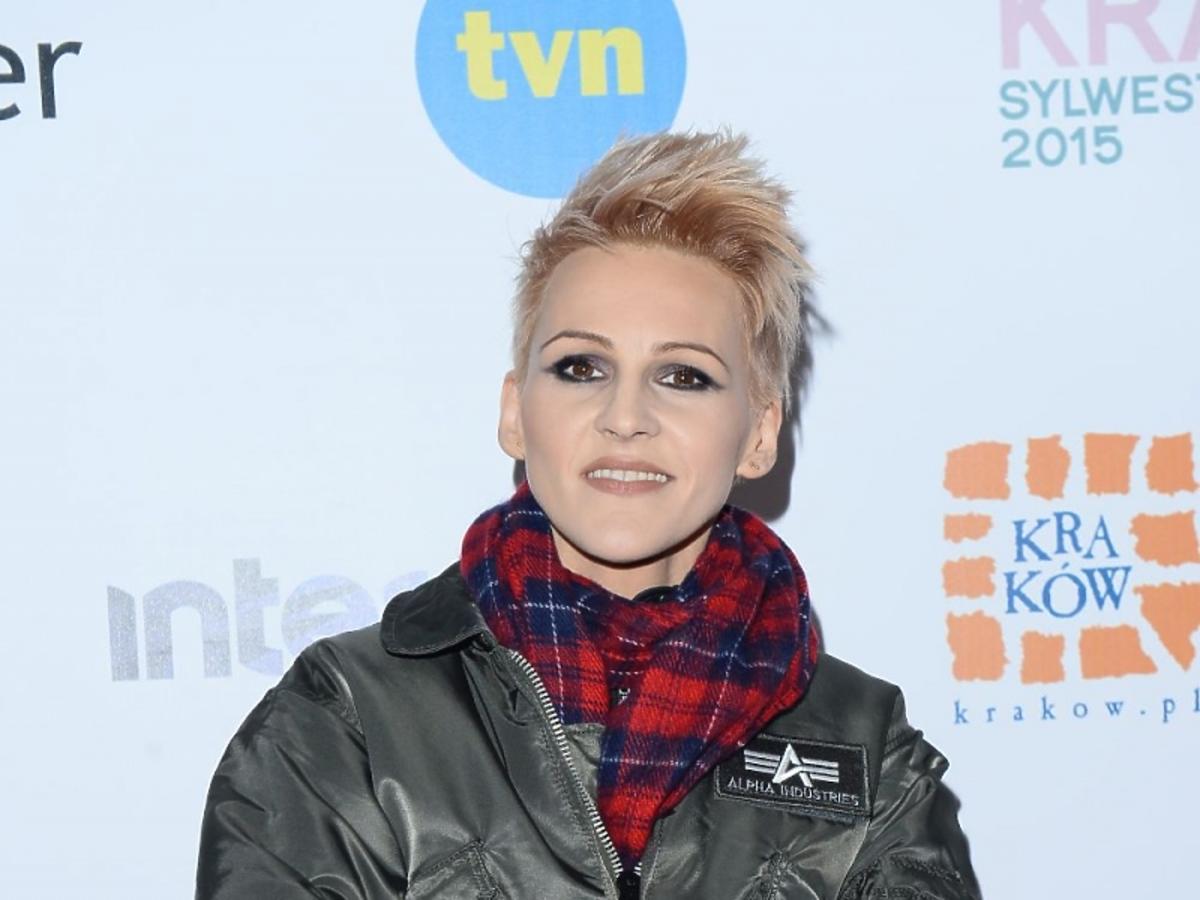 Agnieszka Chylińska w zielonej kurtce sylwester 2015 w Krakowie