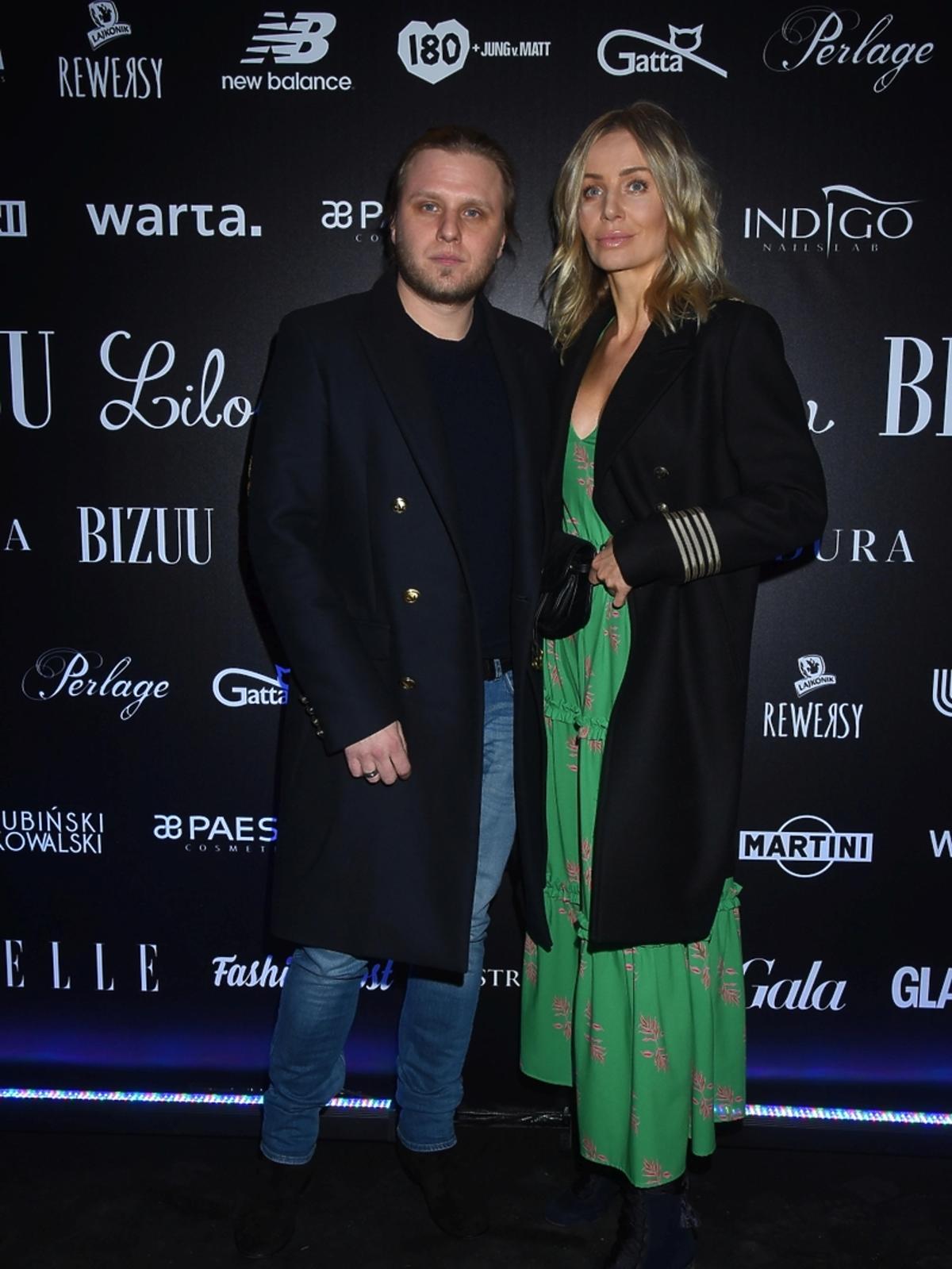 Agnieszka Woźniak Starak z mężem, Piotrem na pokazie bizuu
