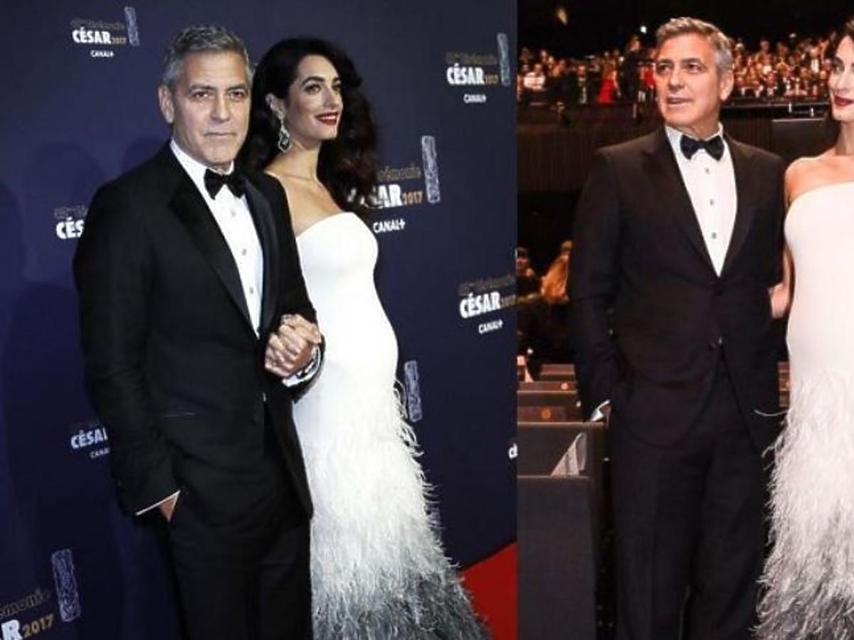 Amal Clooney w białej sukni