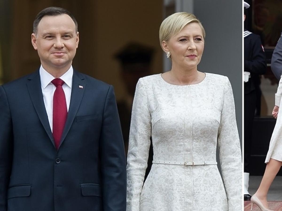 Agata Duda podczas powitania prezydenta Łotwy