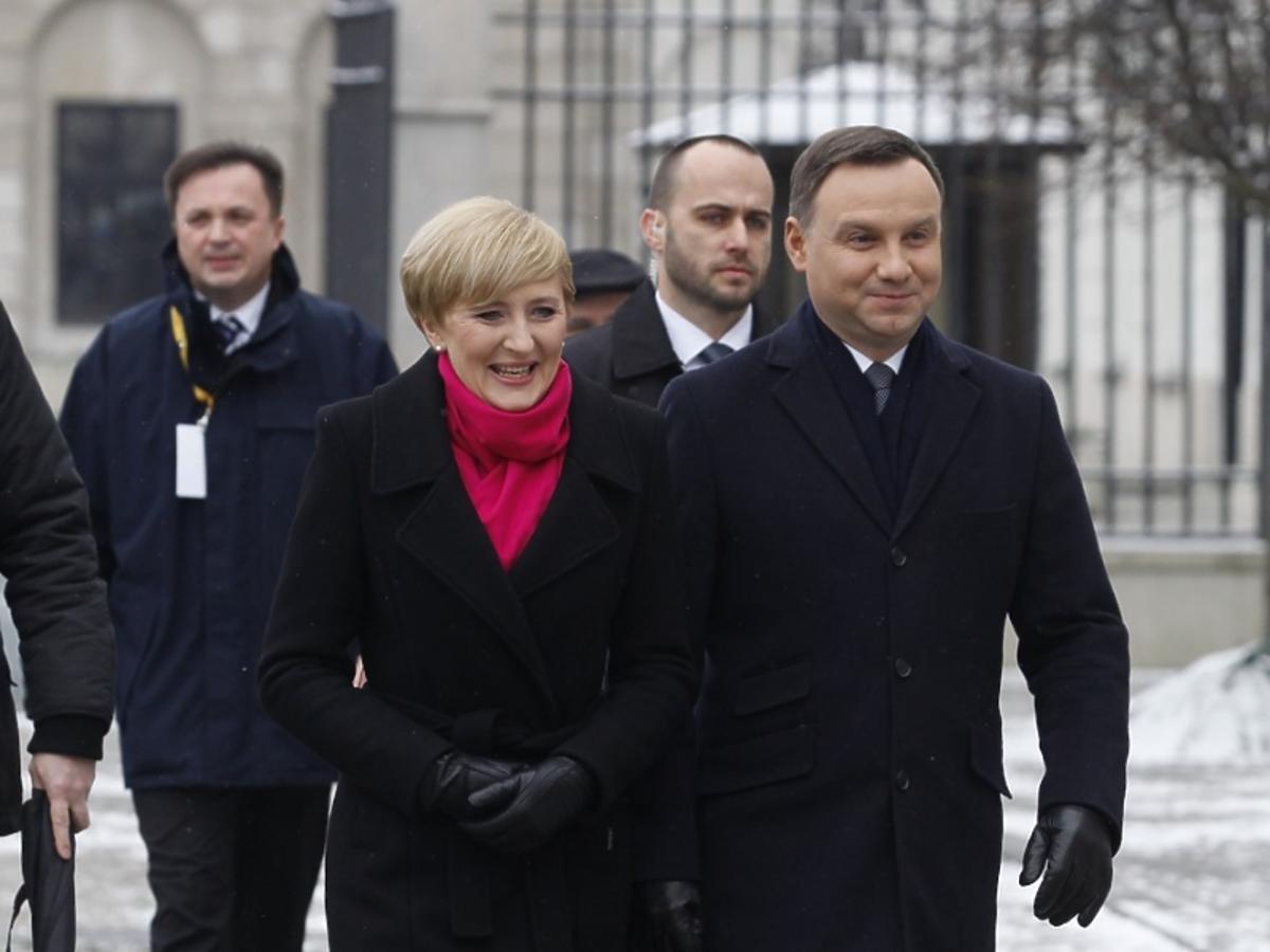 Andrzej Duda i Agata Duda na pochodzie Trzech Króli 2016