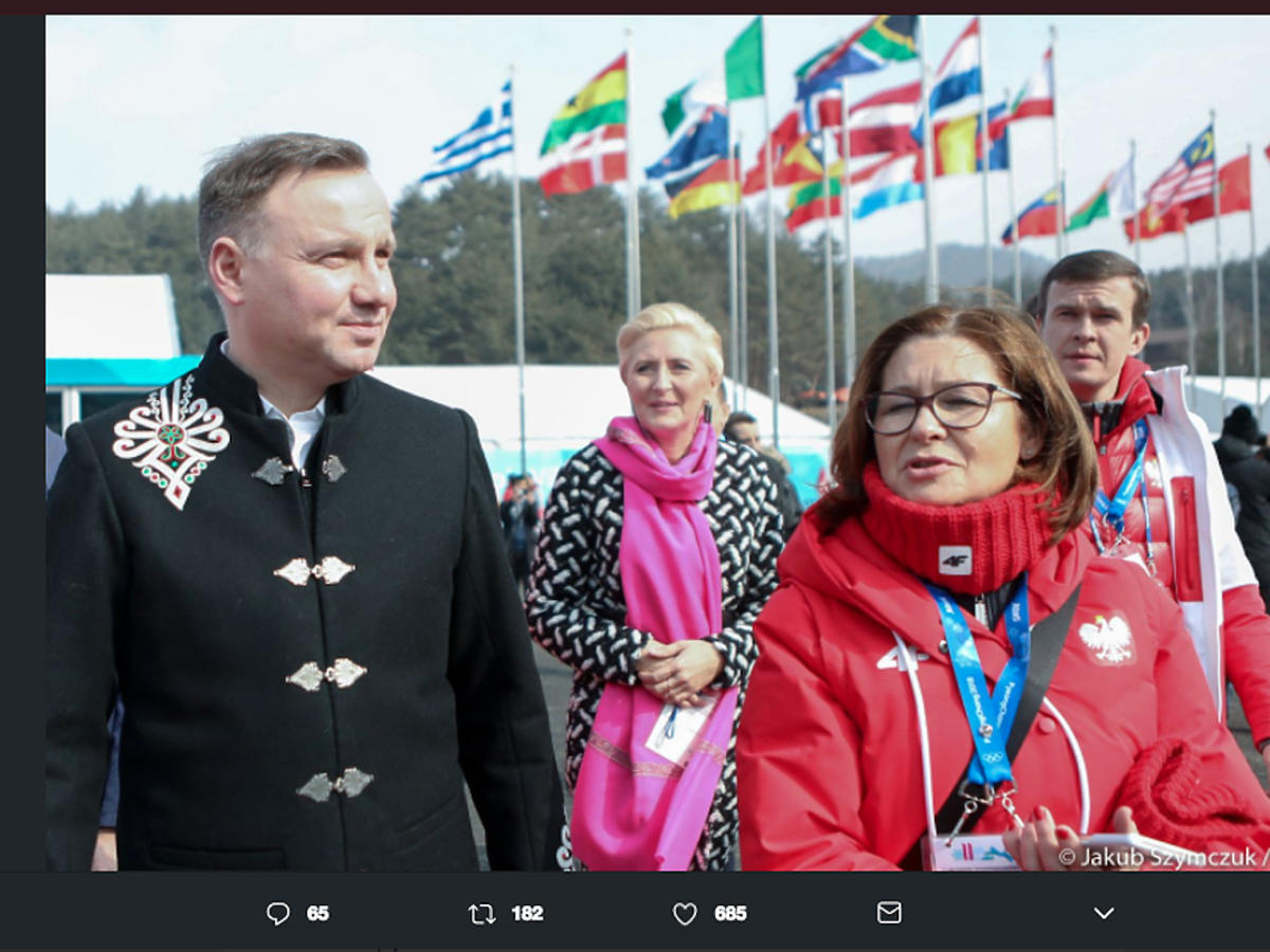 Andrzej Duda i Agata Duda w wiosce olimpijskiej w Pjongczangu