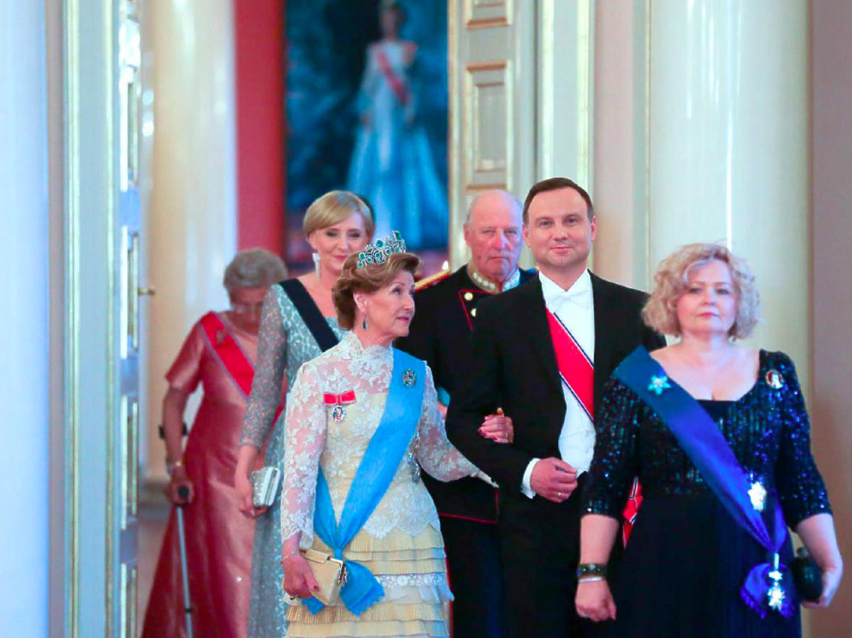 Andrzej Duda i Agata Duda w wizytą w Oslo u pary królewskiej