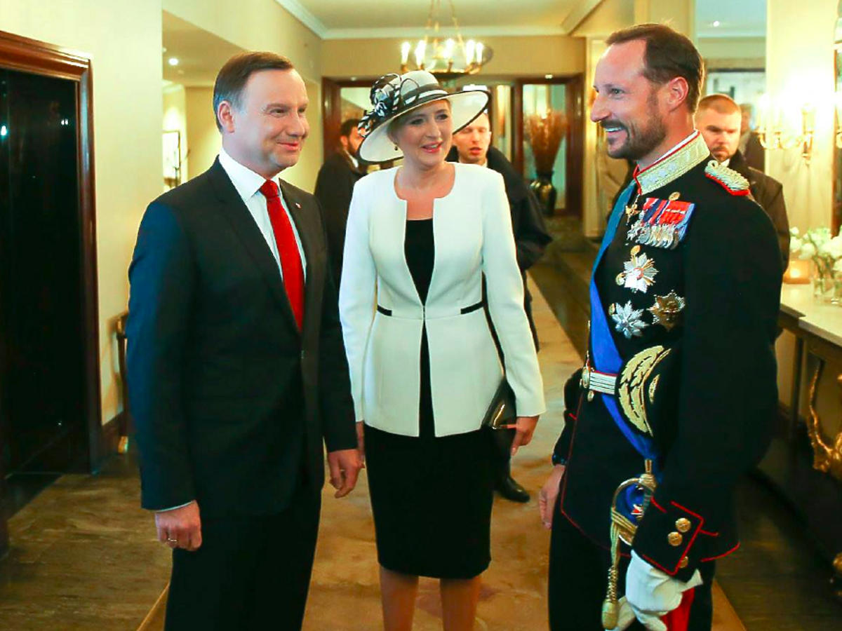 Andrzej Duda i Agata Duda w wizytą w Oslo u pary królewskiej