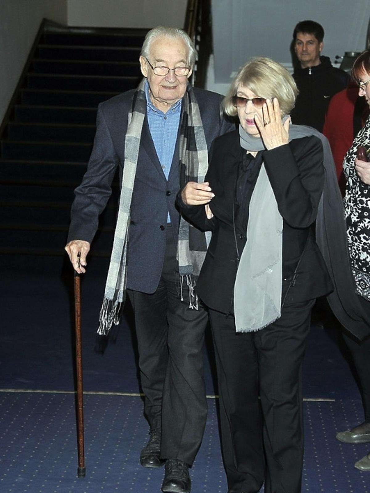 Andrzej Wajda i Krystyna Zachwatowicz na premierze filmu 