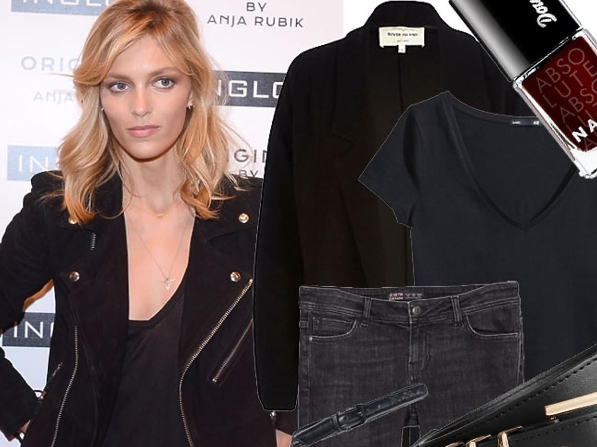 Anja Rubik w czarnych dżinsach