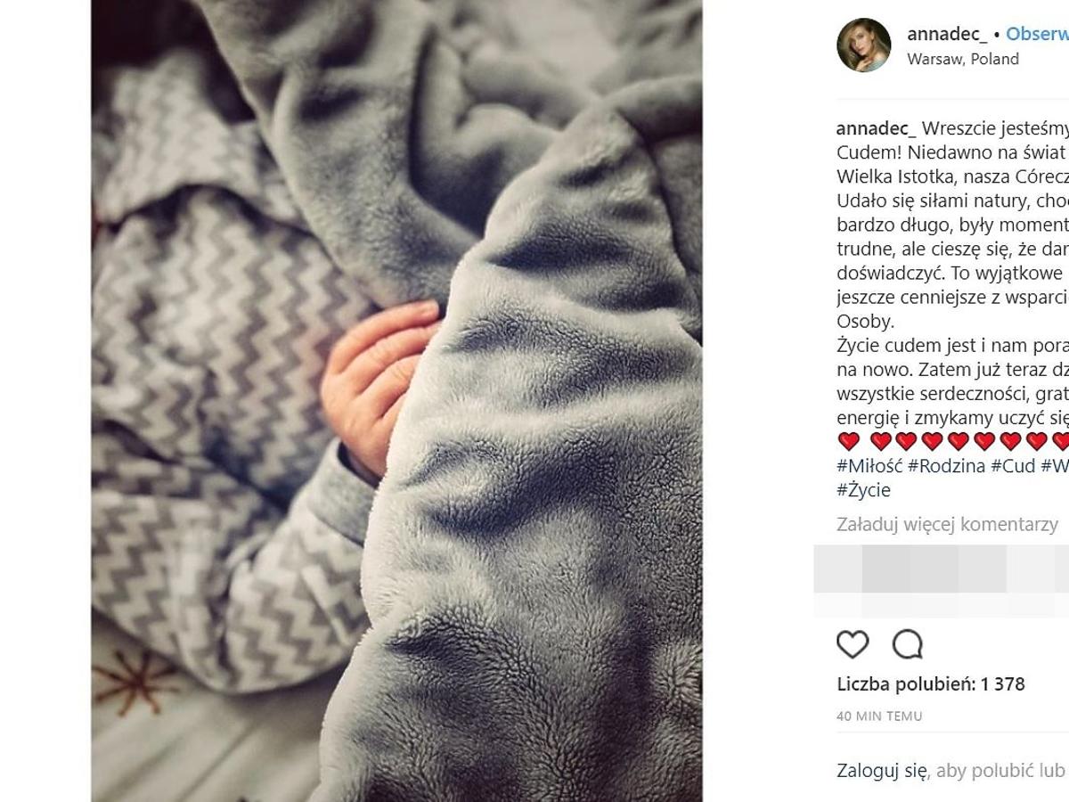 Anna Dec urodziła córkę