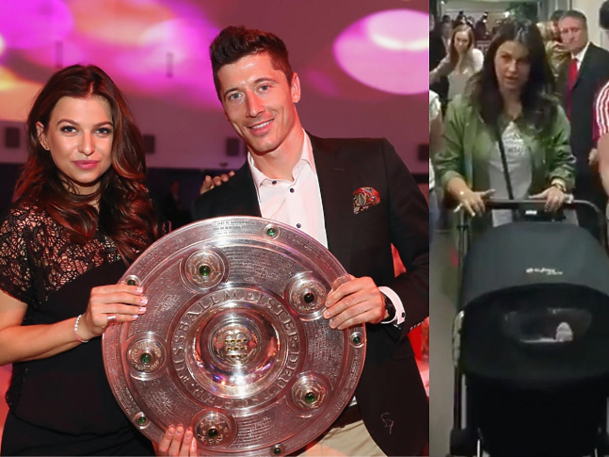 Anna i Robert Lewandowscy z Klarą po meczu Bayernu 