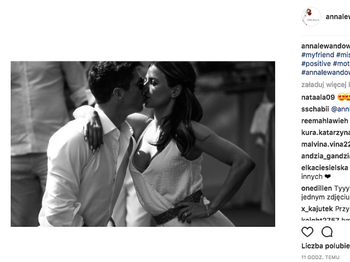 Anna Lewandowska i Robert Lewandowski całują się na Instagramie