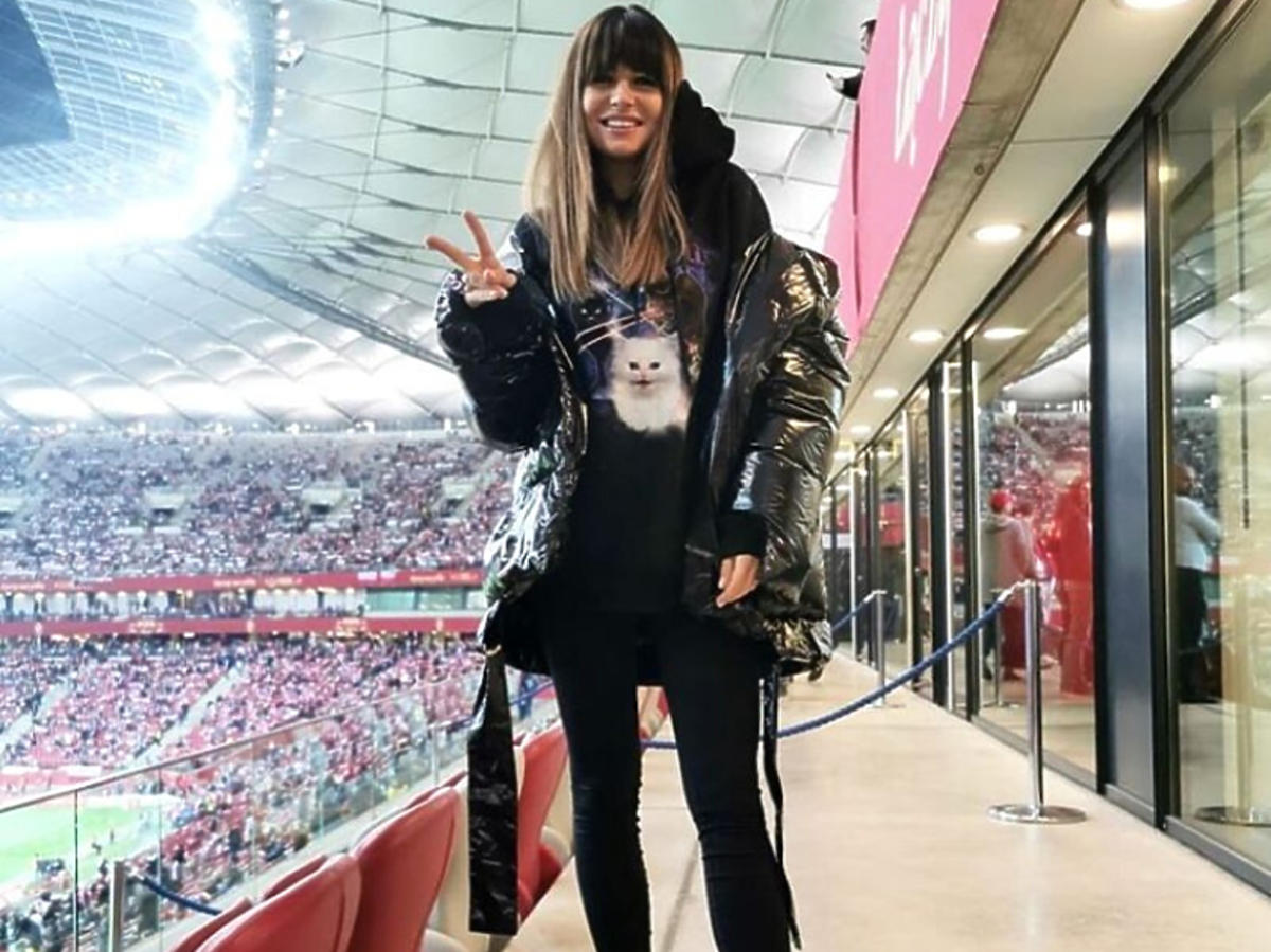 Anna Lewandowska na meczu Polska-Słowenia