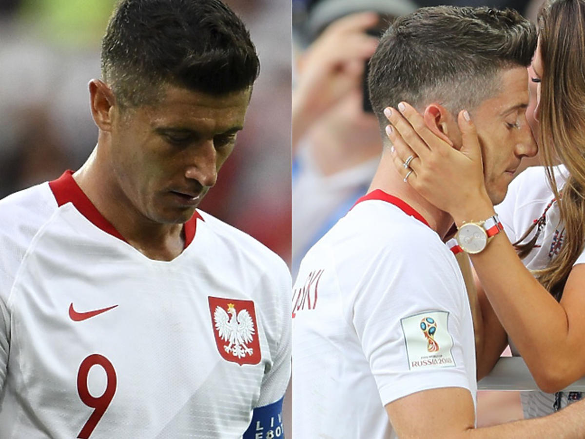 Anna Lewandowska pociesza Roberta po meczu z Senegalem