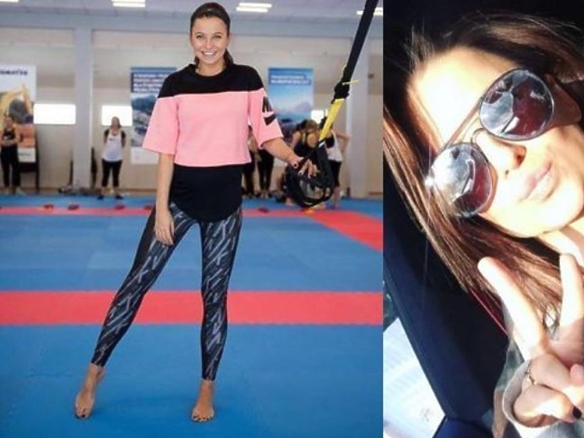 Anna Lewandowska w różowej bluzie