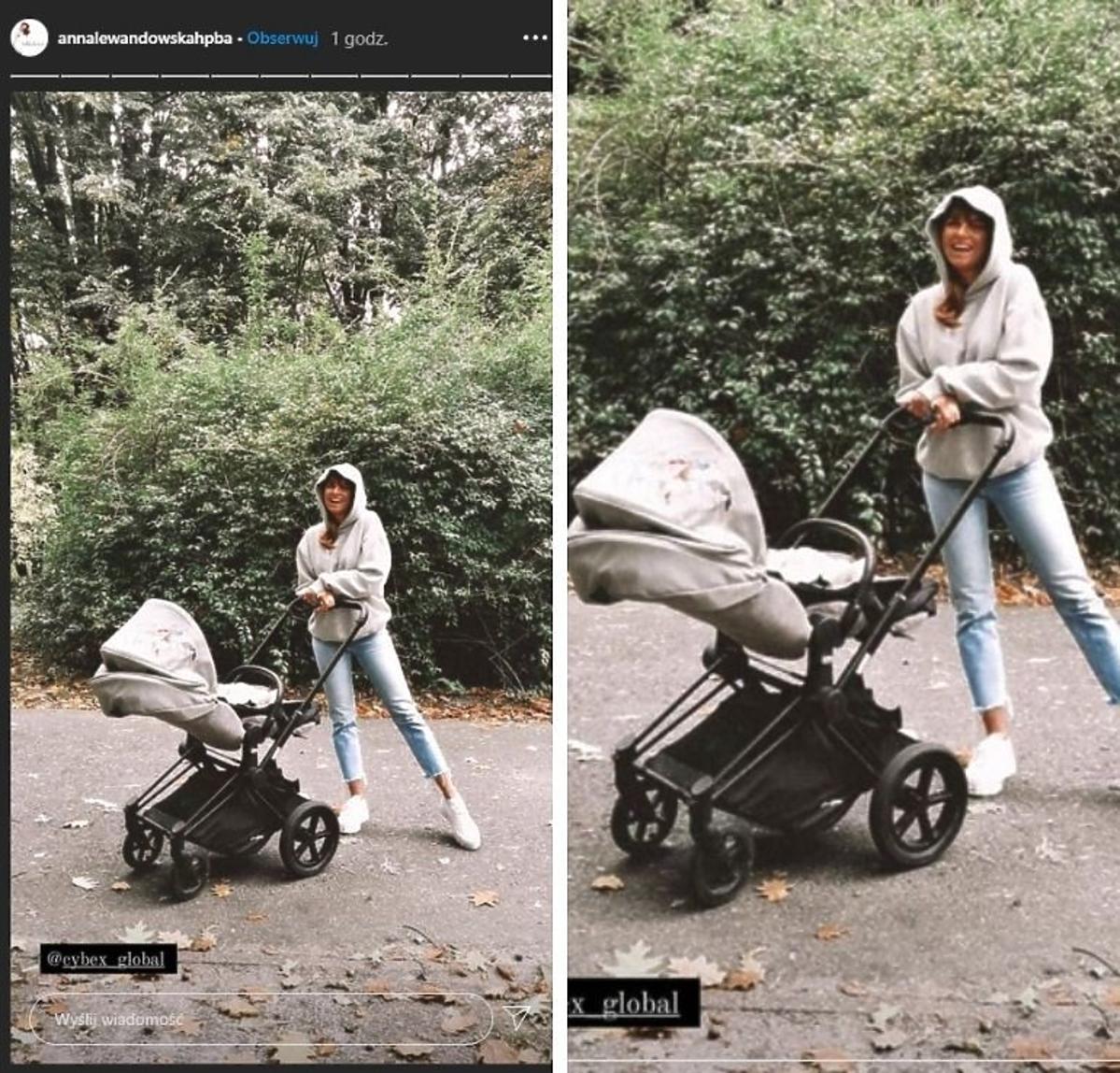 Anna Lewandowska wozi Laurę w wózku Cybec Priam