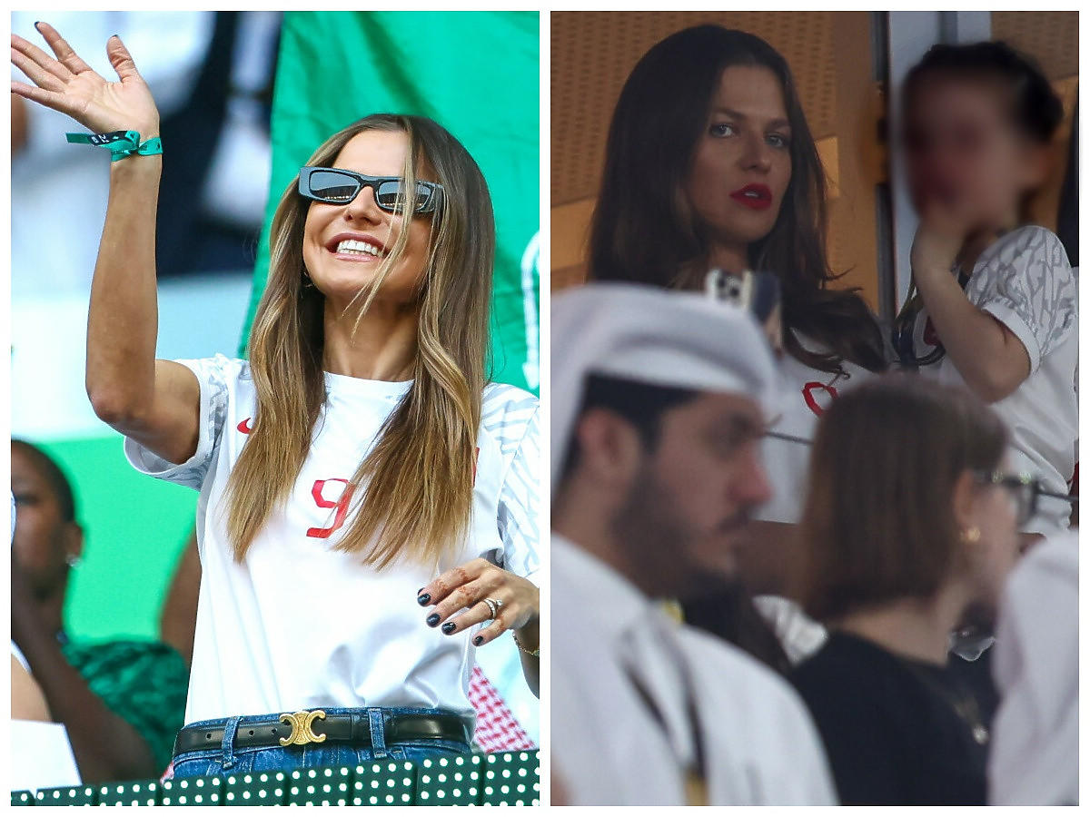 Anna Lewandowska z Klarą na stadionie podczas meczu Polska — Argentyna