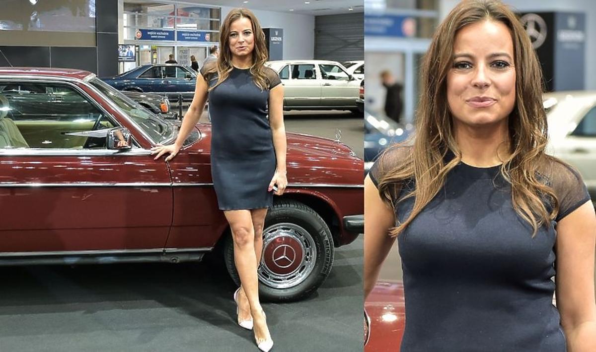 Anna Mucha w krótkiej sukience na targach motoryzacyjnych