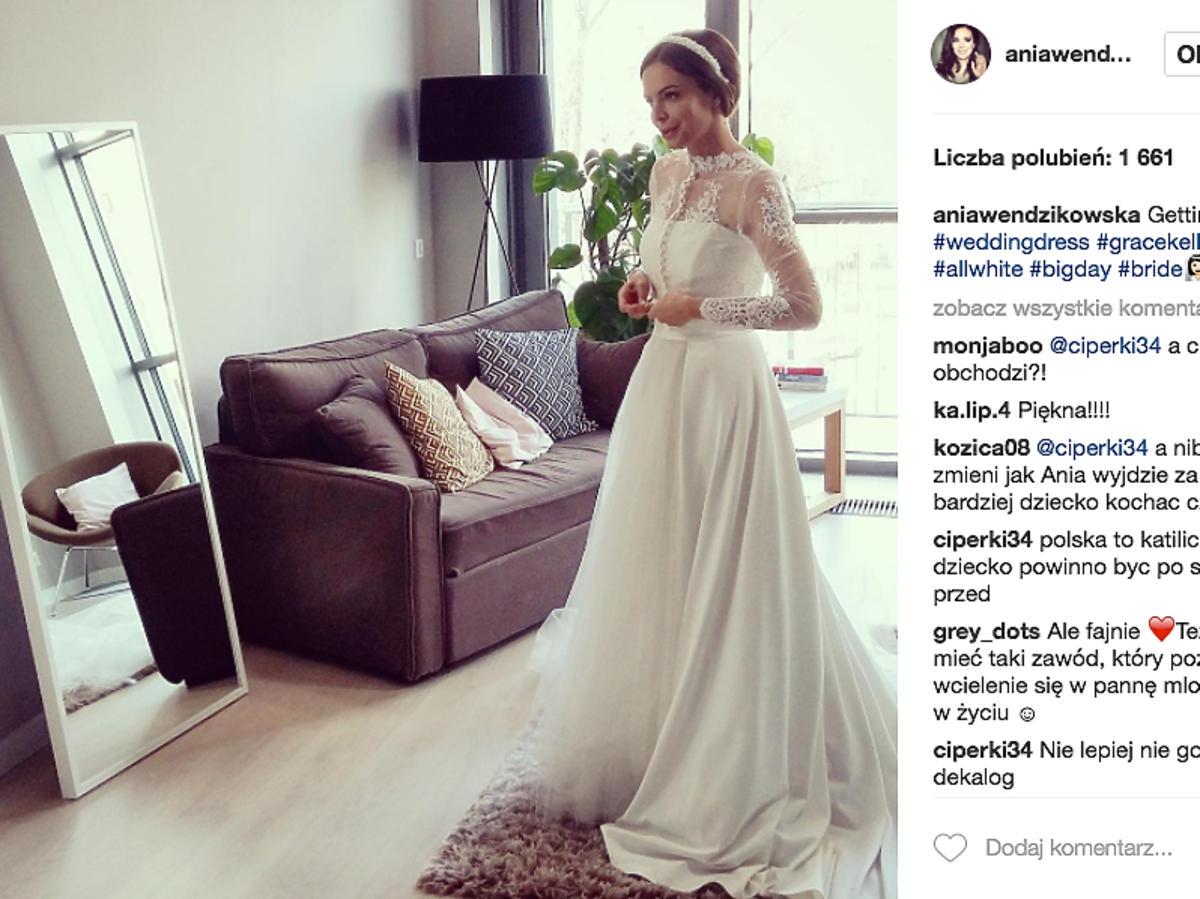 Anna Wendzikowska w sukni ślubnej