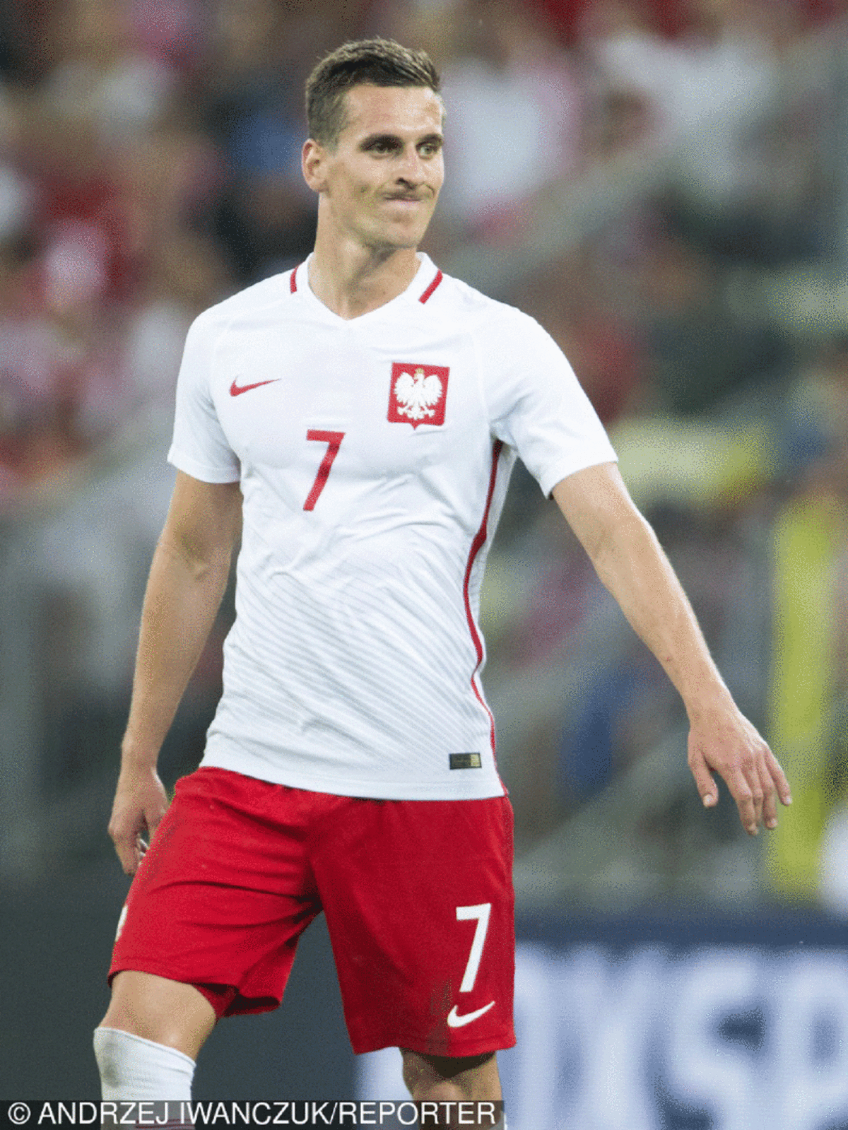 Arkadiusz Milik podczas meczu polskiej reprezentacji