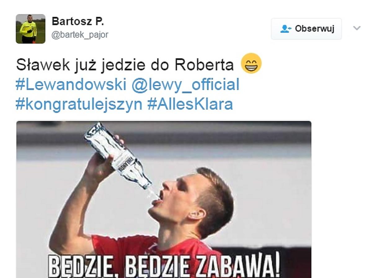 Bartosz Pajor gratuluje Robertowi Lewandowskiemu narodzin córki