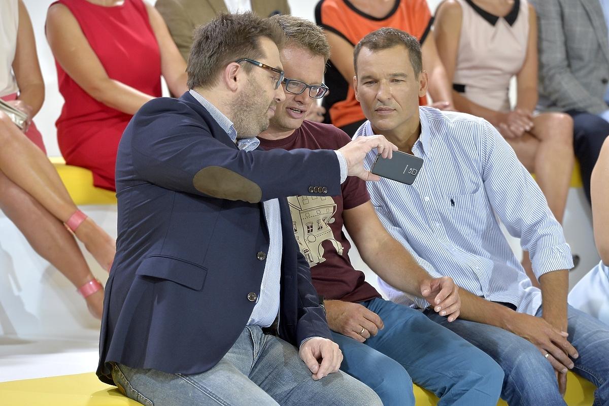 Bartosz Węglarczyk, Robert Kantereit  i Marcin Meller na prezentacji ramówki TVN