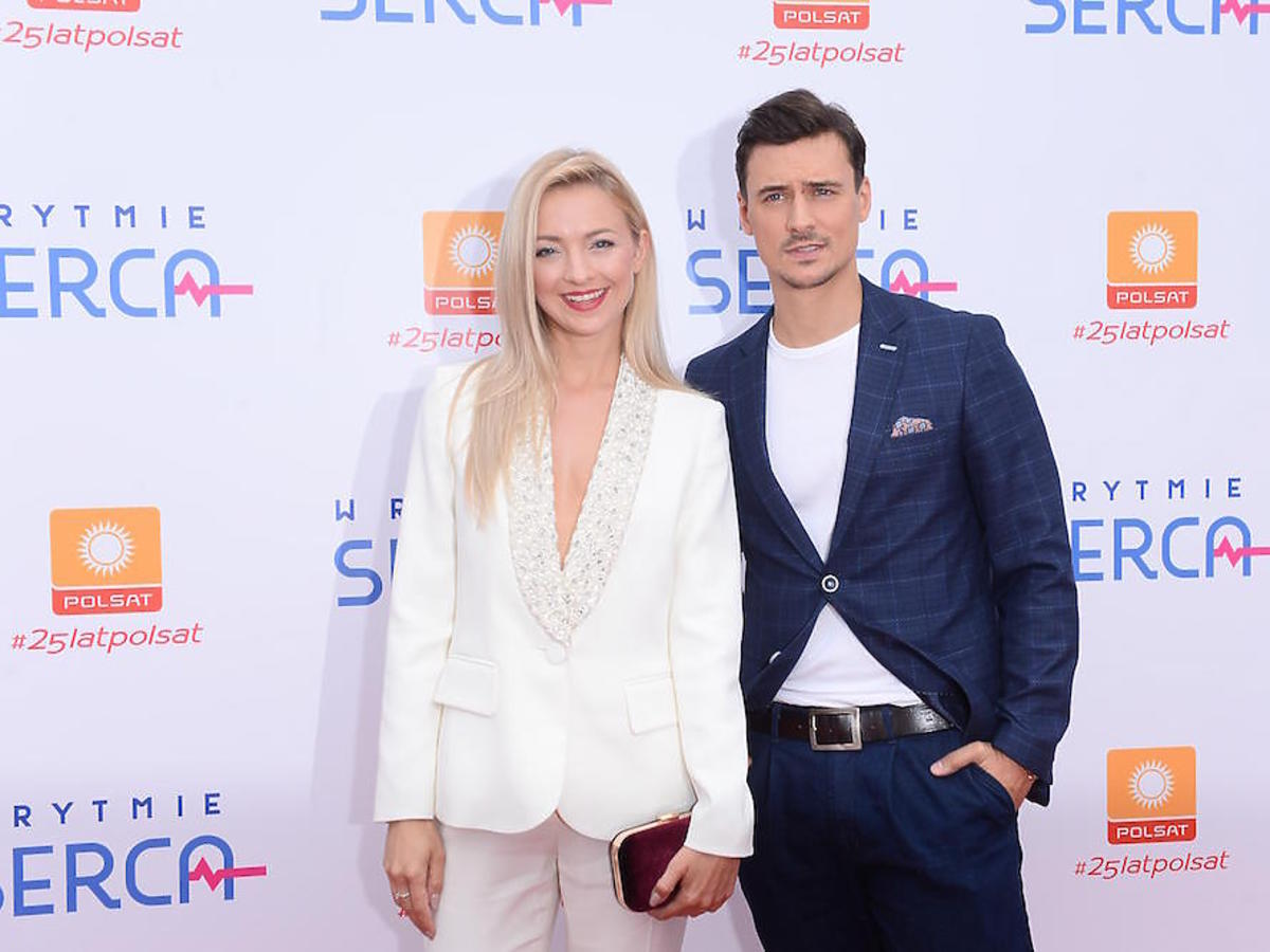 Basia Kurdej Szatan i Mateusz Damięcki na konferencji serialu