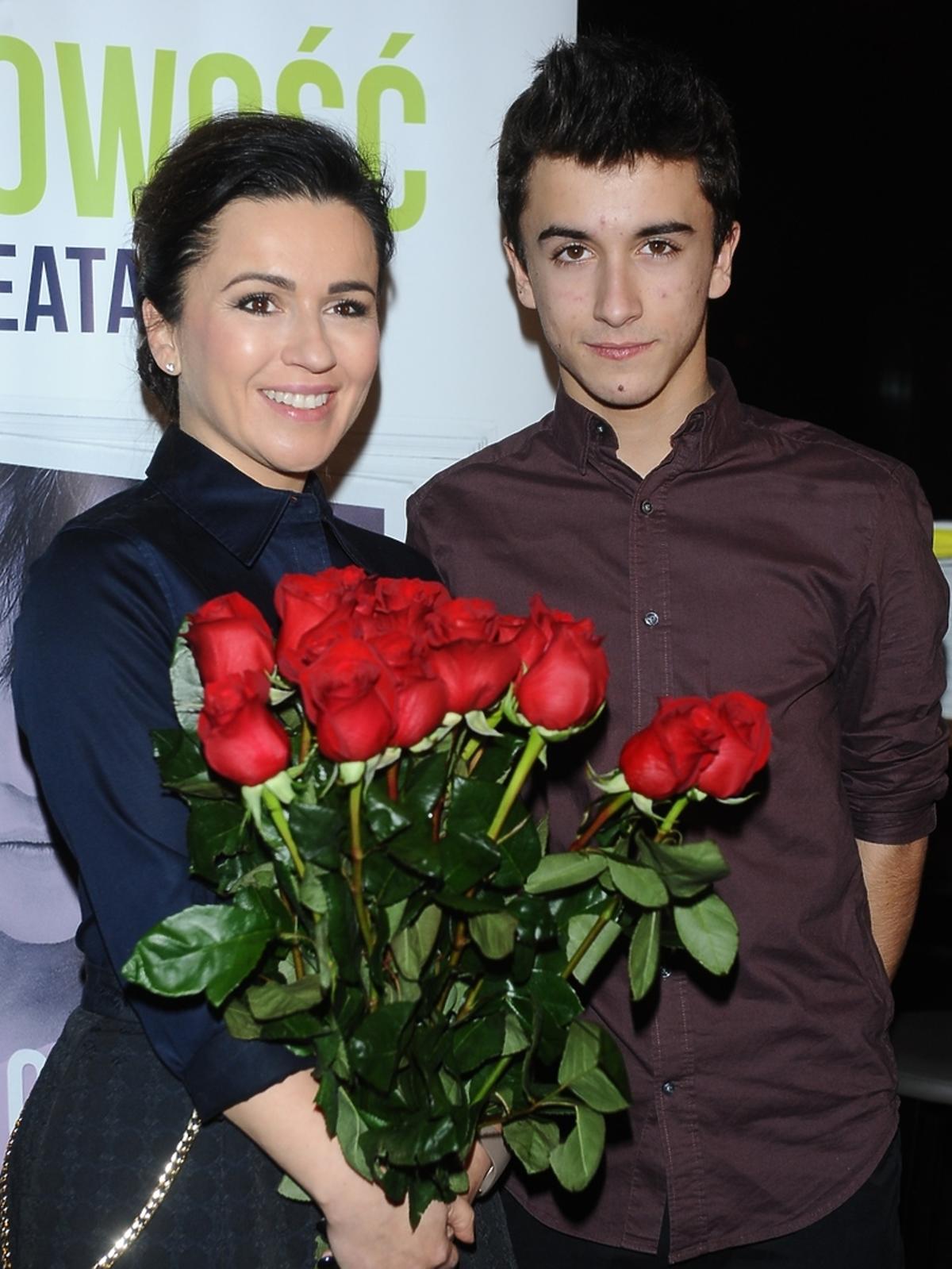 Beata Tadla z synem na premierze swojej książki