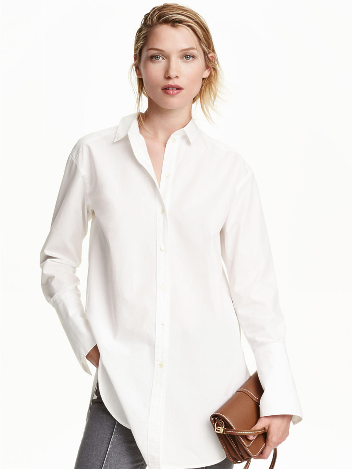 Biała koszula z bawełny, H&M, przeceniona z 99,90 zł na 59,90 zł