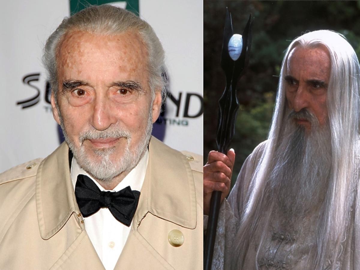 Christopher Lee portret oraz kadr z filmu Władca Pierścieni jako Saruman