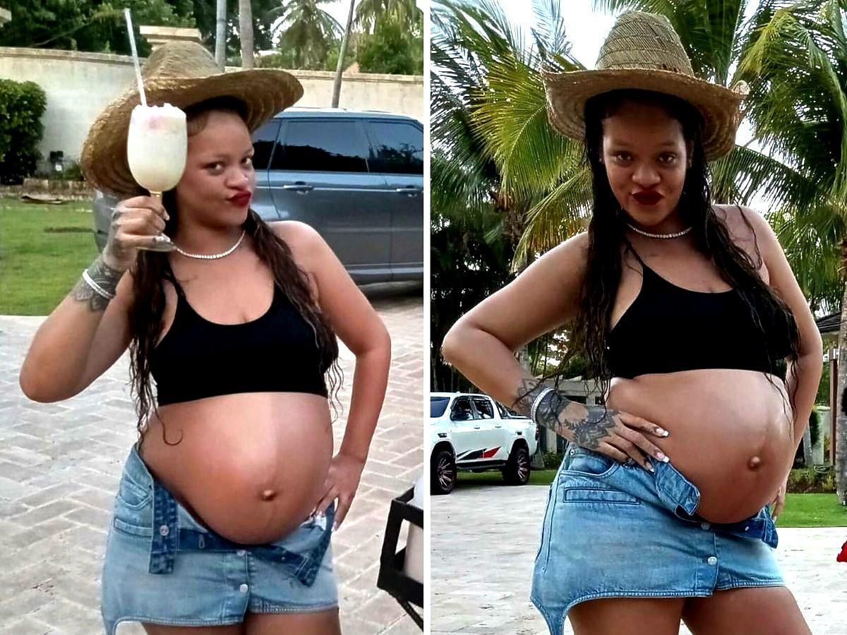 ciężarna Rihanna bawi się na Barbadosie