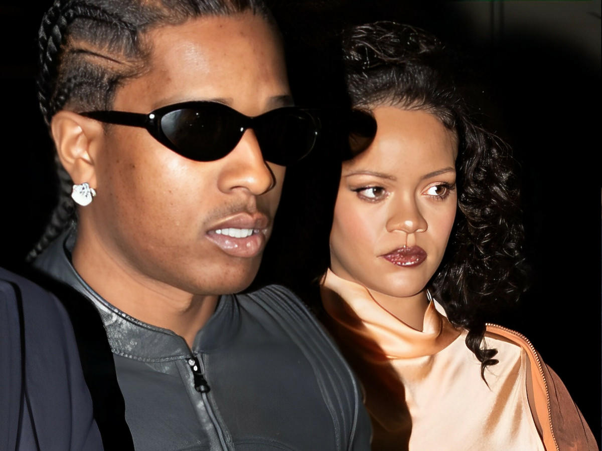 Ciężarna Rihanna na randce z A$AP Rocky'm podkreśla brzuszek satynową kreacją. Zdjęcia paparazzi