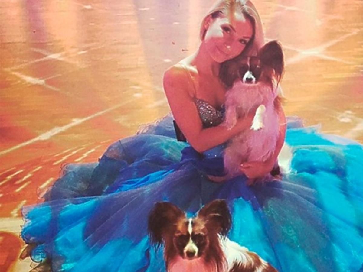 Cleo w balowej sukni w psami w ramionach, Agnieszka Kaczorowska, Łukasz Kadziewicz ćwiczą na parkiecide