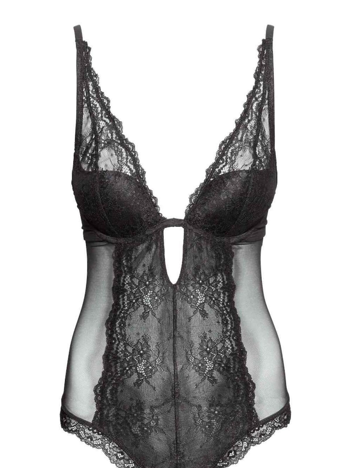 czarne koronkowe body