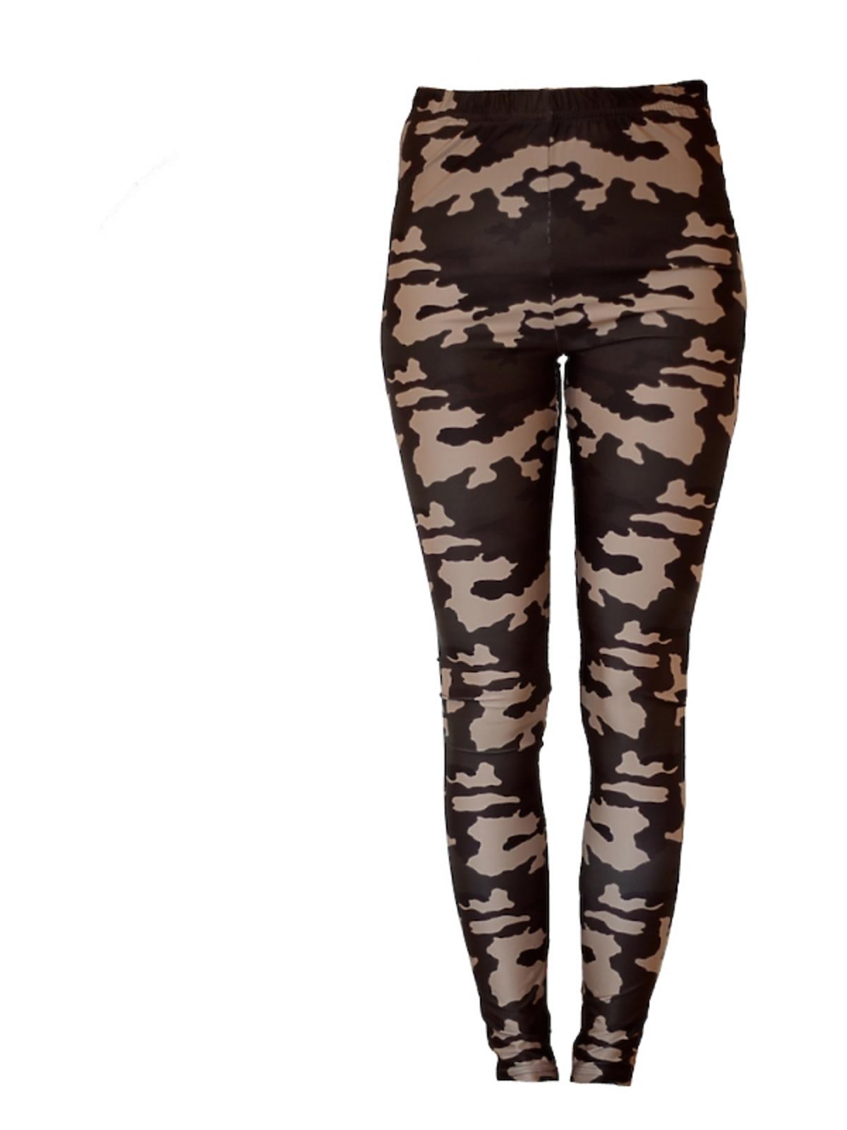 Czarne legginsy w brązowe wzory