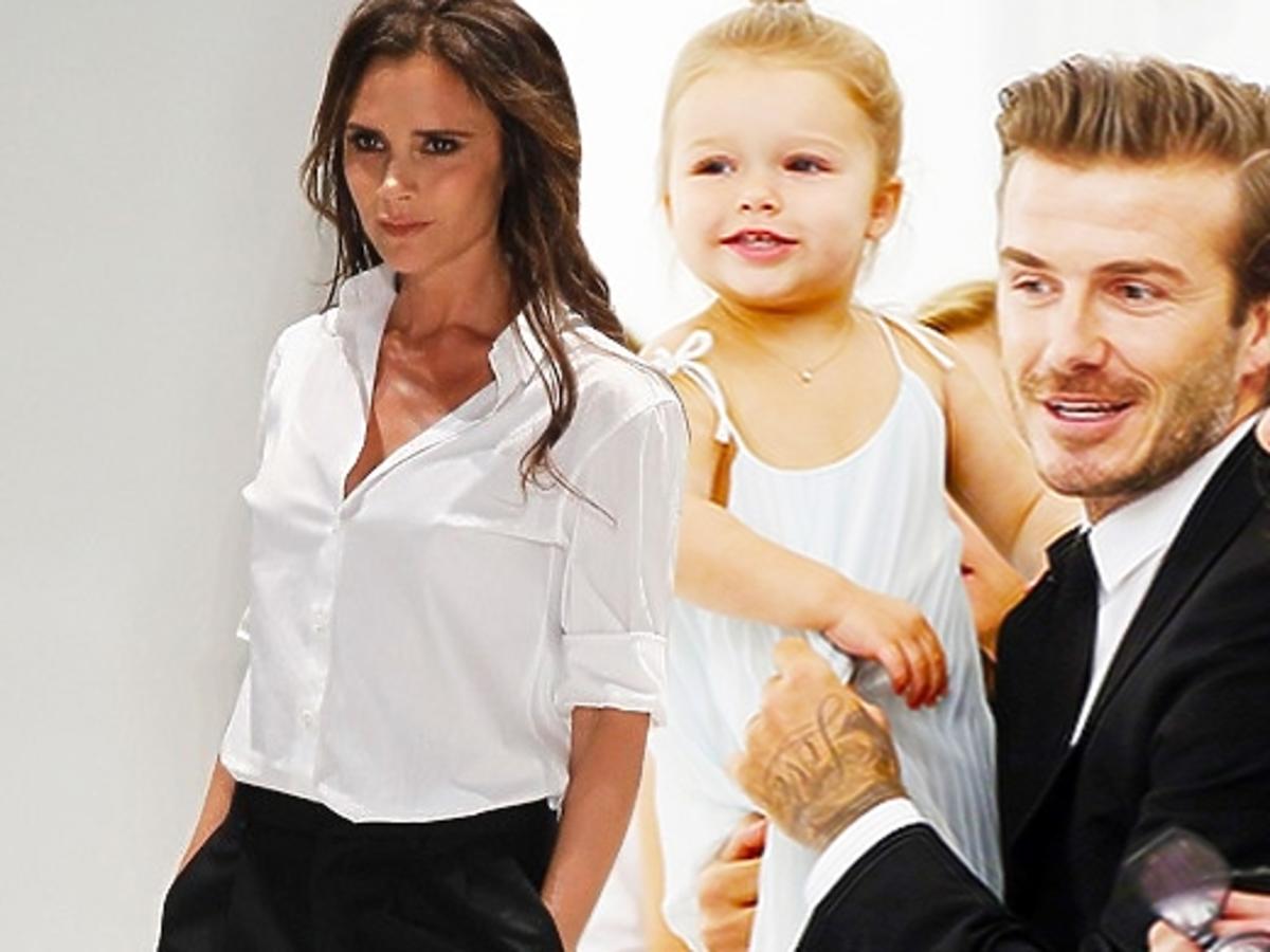 David Beckham z córką na pokazie Victorii Beckham