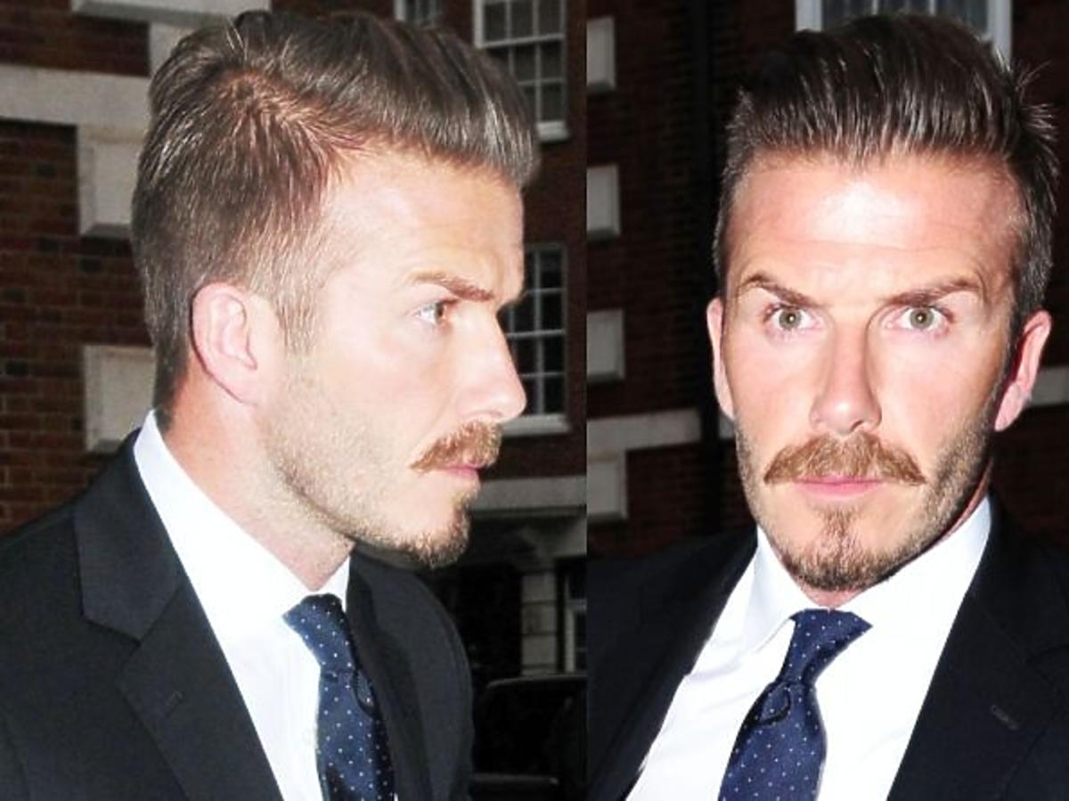 David Beckham z wąsami