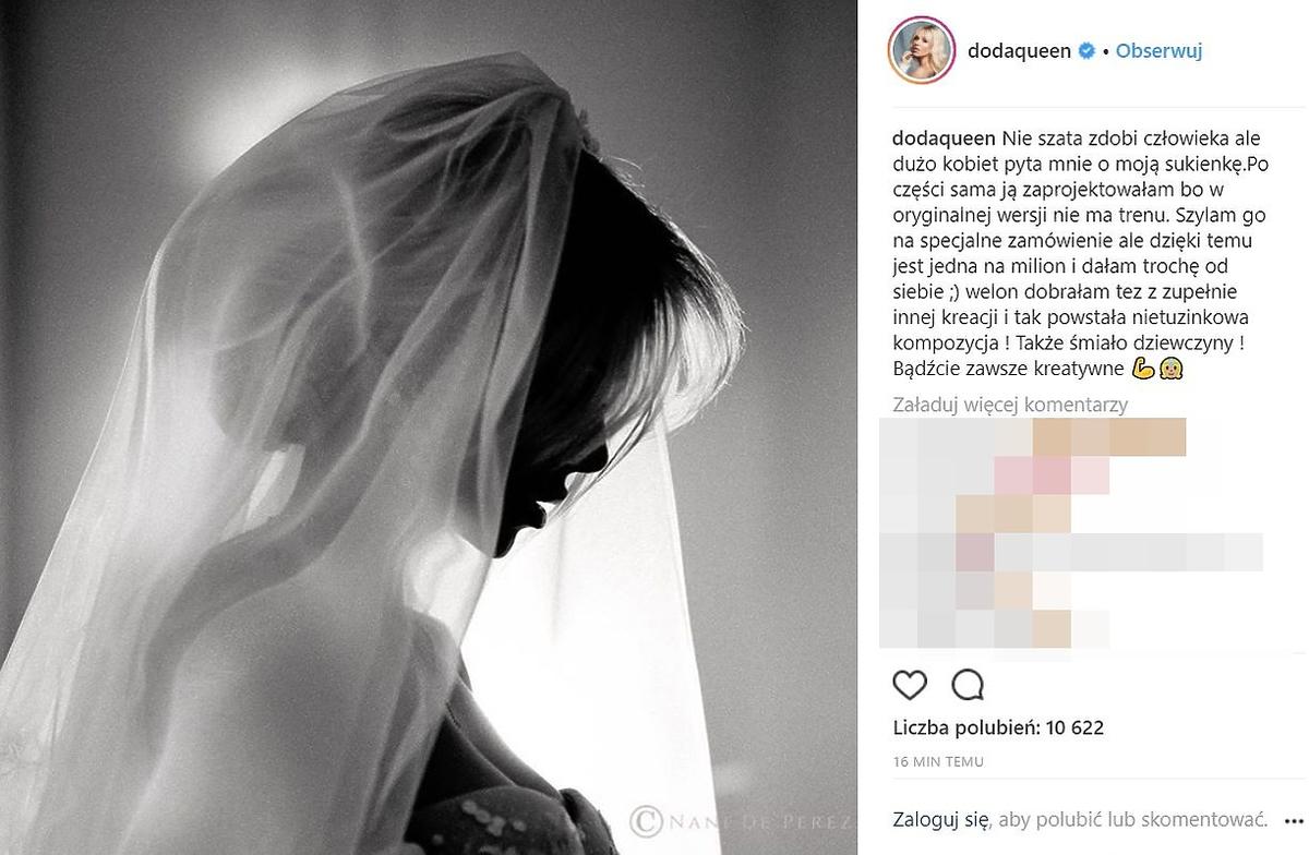 Doda komentuje swoją suknię ślubną