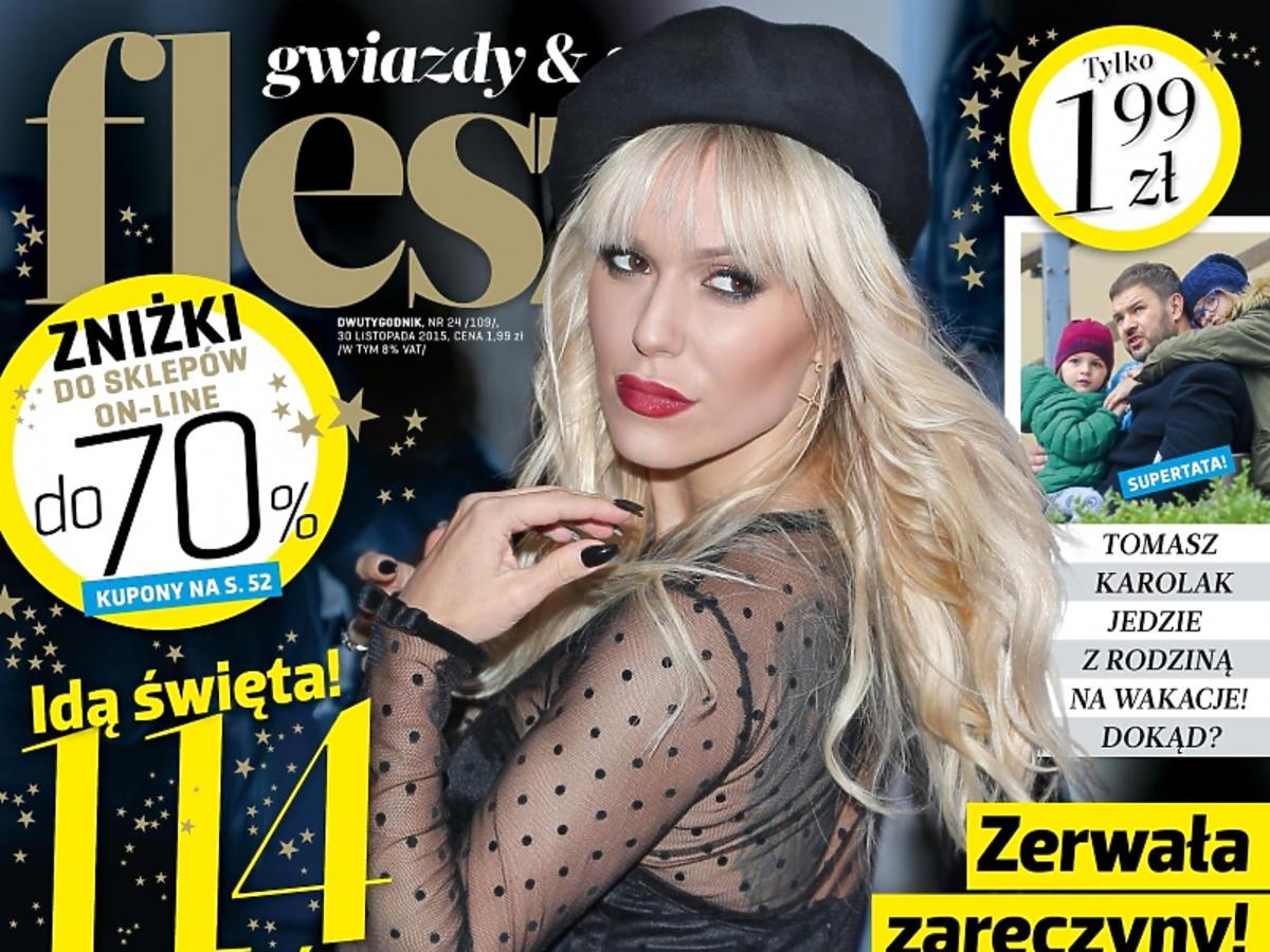 Doda w czarnym berecie na okładce Flesza listopad 2015